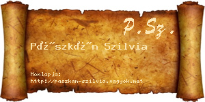 Pászkán Szilvia névjegykártya